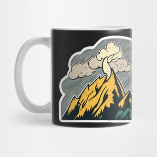 Yellow Smokey Peaks Mountain Sticker Mug